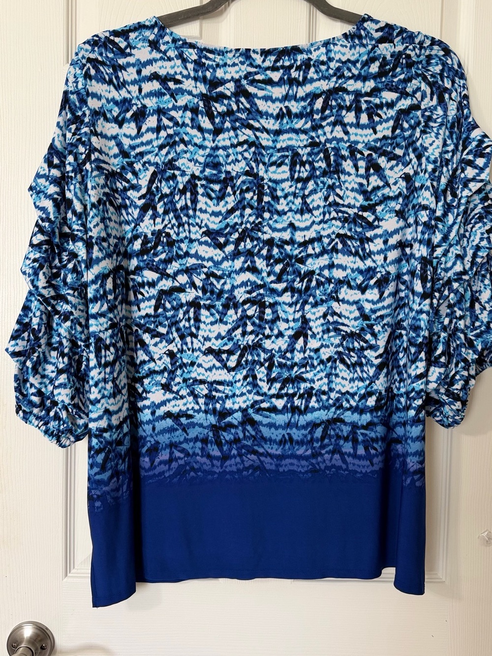 Investments Blue Multi-Pattern Ruffle-Sleeve Tunic - Picture 6 of 10